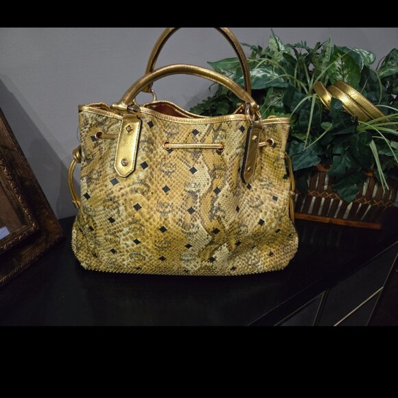 EUC Authentic MCM Snake Print Satchel RARE - Picture 6 of 15
